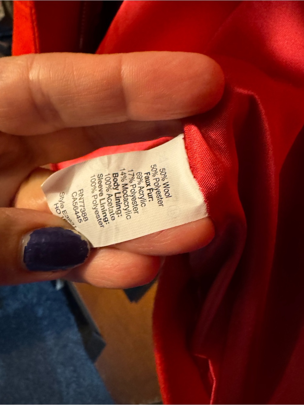 J. Crew Red Wool-Blend Pea Coat with Faux Fur Trim - Picture 5 of 7